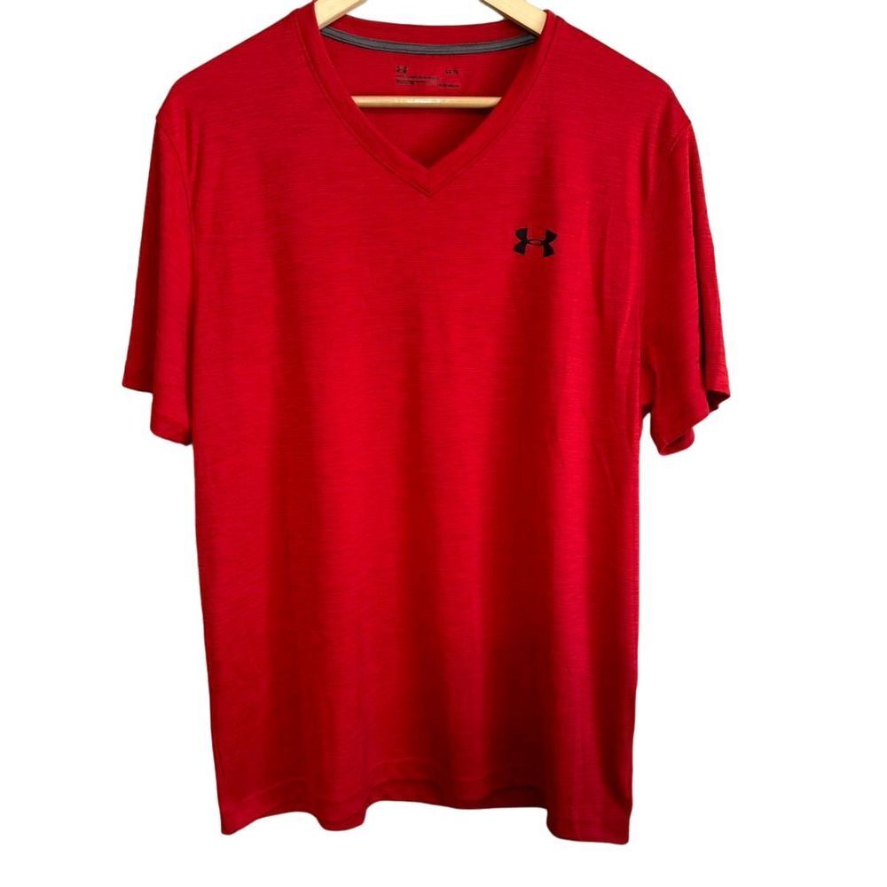 Under Armour Men's HeatGear Loose Fit V-Neck T-Shirt Red Size Large Short Sleeve